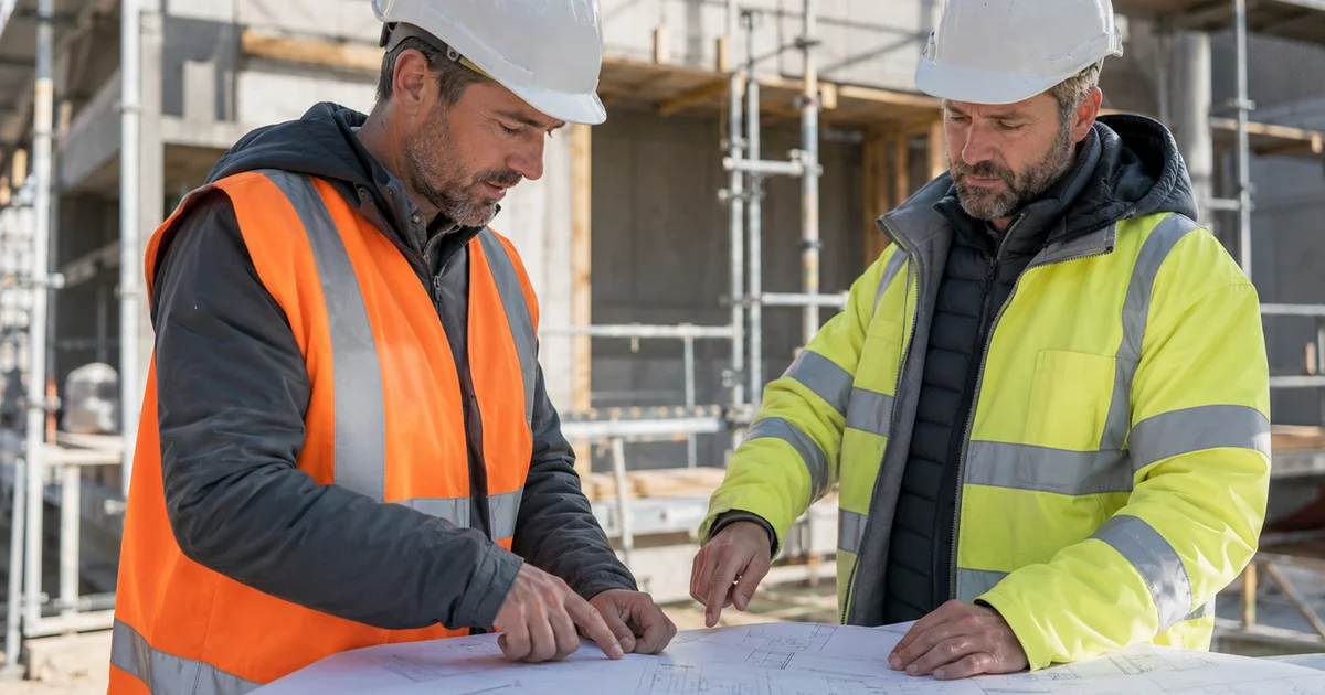 Artisan BTP sur un chantier avec documentation assurance TRC